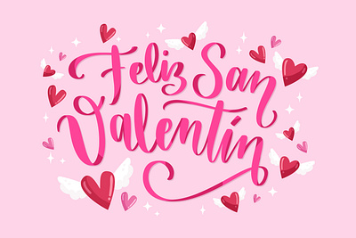 San Valentin Lettering ❤️ creative design flat graphic design heart illustration lettering pink template valentines