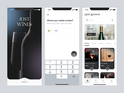 E-Commerce Mobile App beverage shopping branding design design studio designer e commerce hogoco jenisha dhas log in mobile app design online shopping ui uiux ux wine wine shopping app