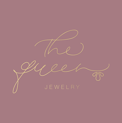 Logo for jewelry brand The Queen branding calligraphy design modern calligraphy vector