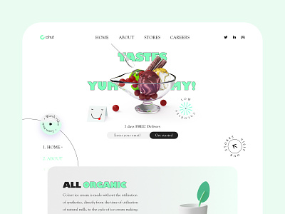 🍨Ice cream company website 3d illustration 3d render b2b b2b2c brand guide clean doodle font growth ice cream landing page marketing minimal order product page render sales service page typography web button