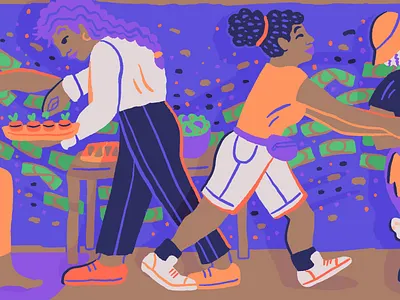 Side hustles advice black editorial exercise gigs hustle illustration jobs movement part time women work