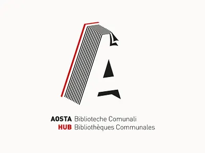 Aosta HUB book logo brand brand identity branding creativity design graphic design icona identity identità illusion illustration illustrator library book library logo logo marchio op art op art logo symbol