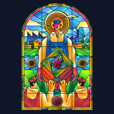 Two illustration for Tribune Magazine affinity affinity designer bold bright colors colours editorial editorial illustration factory graphic illustration illustrator magazine stained glass window story strong texture vector work worker