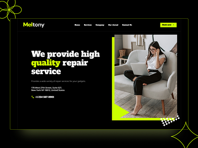 Meltony website redesign concept 2022 clean dark mode design figma logo minimal ui web website