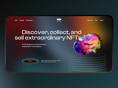 CYCLOP — NFT platform 3d light nft trends typography ui