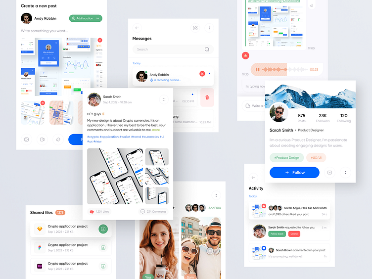 UI Elements - Social Media by Fatemeh Golivari on Dribbble