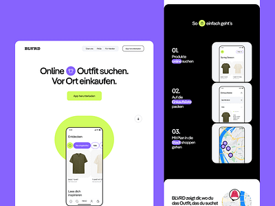 BLVRD Landingpage Rebranding Concept | Fashion App clean concept design fashion app green icons landing page hero header landingpage light theme minimal purple rebranding typography ui ui design ux ux design web web design website