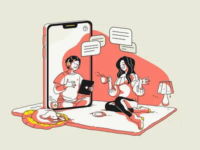 Illustration - Customer Service ai bot customer service digital art ecommerce editorial illustration emarket illustration online chat robot service