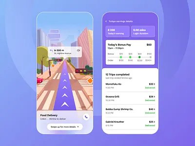 Delivery Partner App Design building chownow dashboard delivery.com doordash driver app earning dashboard food delivery gopuff grubhub illustration instacart maps navigation postmates swiggy uber driver ubereats ui design zomato