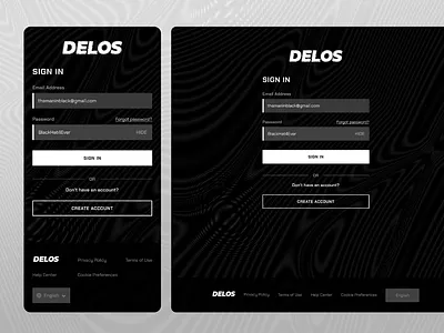 Delos Sign In 001 100daysofui black dailyui interface moire responsive sign in signin ui ux white