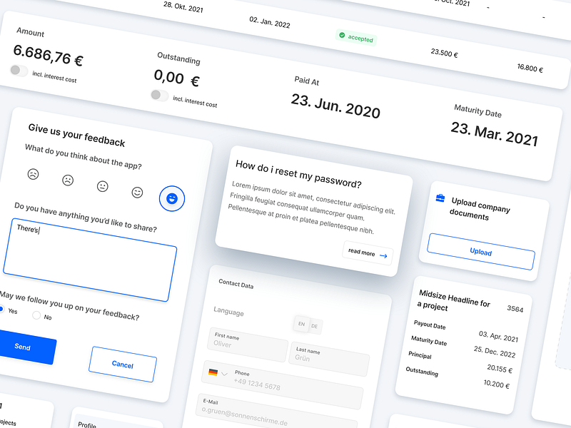 Components for German FinTech Myos clean component library components design system finance fintech modals myos startup ui ux