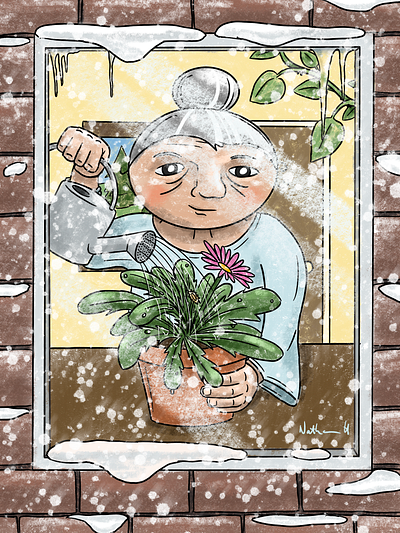 Hope and Care - Procreate Illustration for Publication art care drawing flower hope illustration print seasonal snow