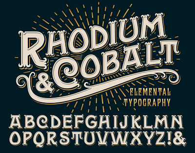 Rhodium & Cobalt Elemental Typography 1800s 19th century alphabet design illustration lettering logo ornate retro shadow type typeface typography victorian vintage