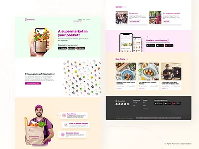 Breadfast - a supermarket in your pocket animation figma grocery startups webdesign wesbite