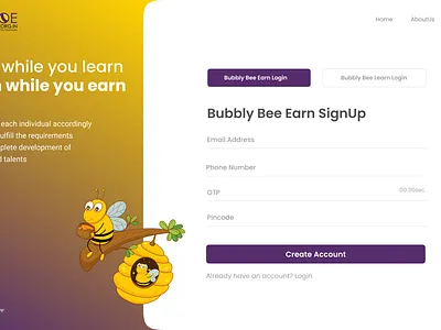 Bubblybeee design login ui