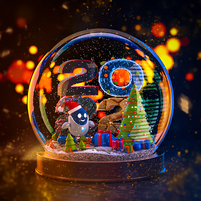 Snow globe new year 2022 3d cgi cinema4d gosuslugi happy new year illustration robot snow globe