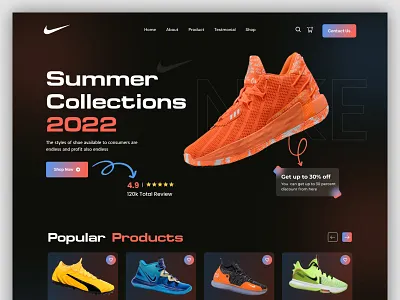 Shoe Store Ecommerce Landing Page adidas cpdesign creativepeoples design e commerce ecommerce landing page nike online shop online store shoe store shoes sneakers trending ui web