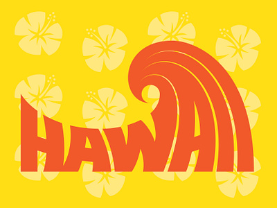 Hawaii aloha digital illustration hawaii hibiscus illustration maui oahu ocean polynesian psychedelic shaka surf tropical typography wave