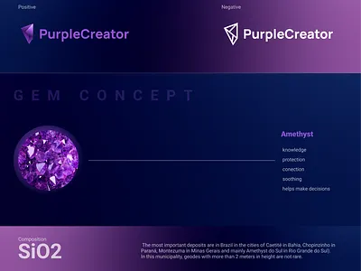 PurpleCreator Branding amethyst branding branding and identity crypto gem graphic design illustration logo nft plataform purple stone web