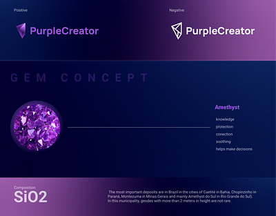 PurpleCreator Branding amethyst branding branding and identity crypto gem graphic design illustration logo nft plataform purple stone web
