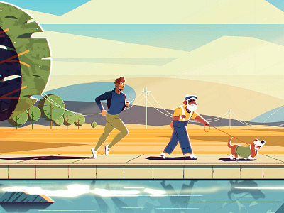 Afternoon Run 2d design illustration photoshop