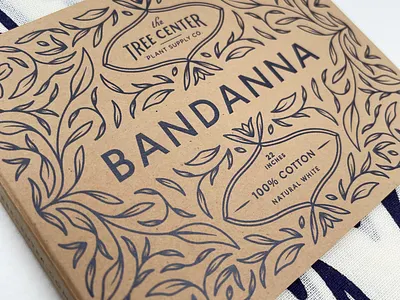 Bandanna Packaging Sleeves apparel bandanna branding design fashion flower foliage icon illustration leaf lock up logo merch nature packaging plant plants tree type typography