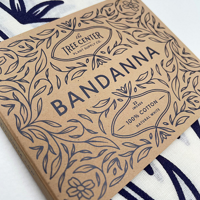 Bandanna Packaging Sleeves apparel bandanna branding design fashion flower foliage icon illustration leaf lock up logo merch nature packaging plant plants tree type typography