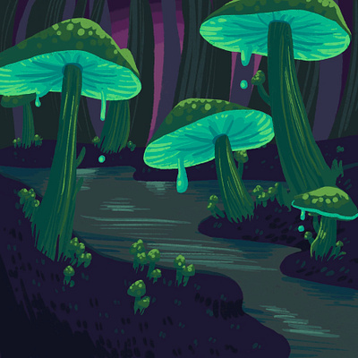 Mushroom Grove digitalpainting drawing illustration kids procreate