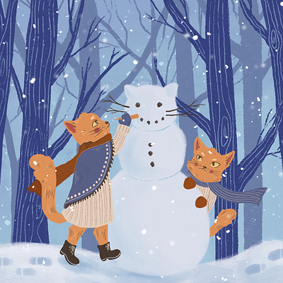 Snow Kitties digitalart digitalpainting drawing illustration kids procreate