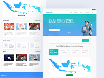 NewsCom - News App Landing Page app berita branding design landing page news simple design ui uiux ux web design