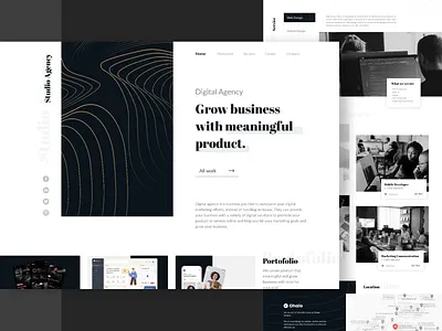Digital Studio Agency Exploration agency business clean company corporate creative creative agency design digital agency figma home page landing page minimalist modern ohaio portofolio startup ui ux web design