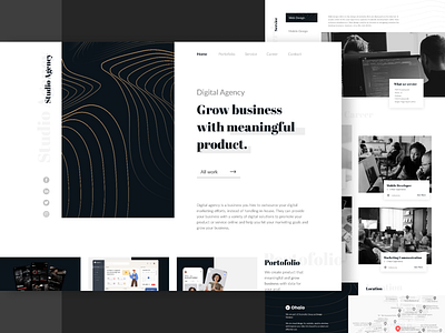 Digital Studio Agency Exploration agency business clean company corporate creative creative agency design digital agency figma home page landing page minimalist modern ohaio portofolio startup ui ux web design