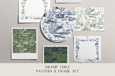 Swamp Toile Pattern & Frames Set branding design estampa fashion graphic design illustration pattern print repeat repeating