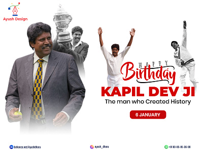 Kapil Dev Birthday ads branding design graphic design illustration logo photoshop social