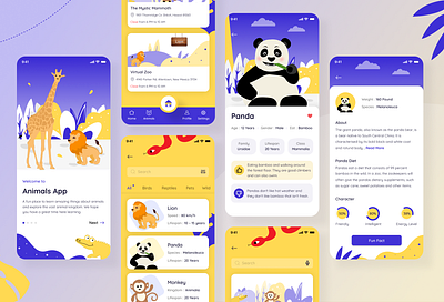 Kids edutainment app-Animals. 3d animal app animation app branding cartoon design digital zoo disney graphic design icon illustration kids app logo marvel motion graphics ui ui8 ux vector