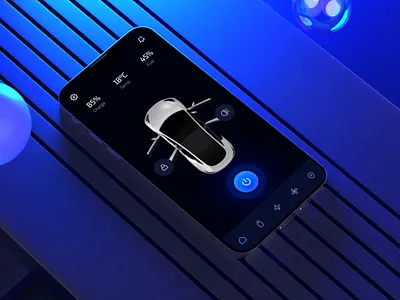 Car Remote Control App V2 (Dark Mode) 3d app 3d design agency animation app app design branding car app car remote app design geex arts gleb mobile app motion graphics musemind remote control saad trend 2022 ui ux