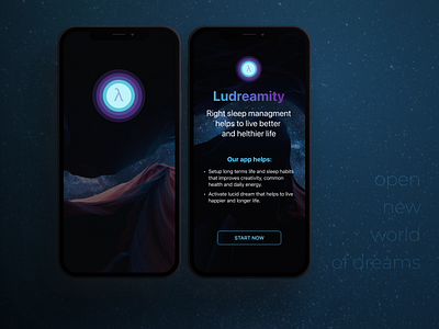 Lucid dreams App / UI concept app dark ui design dreams ios lucid dreams mobile app mobile app design moon night sleep splash screen ui ui concept ux welcome screen