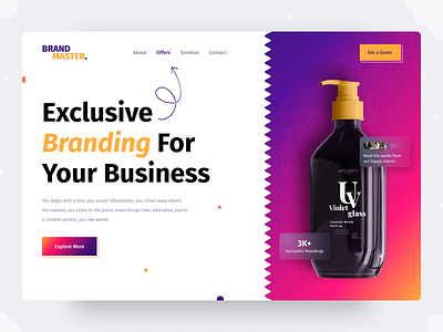 Brand Master - Branding Agency Web UI 3d agency attractive branding branding agency website colors company design figma gradient illustration landing page layout typography ui user interface ux vibrant web design website