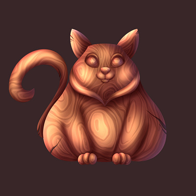 Wooden cat cat character character design design game design illustration material material study texture texture study wood wooden cat
