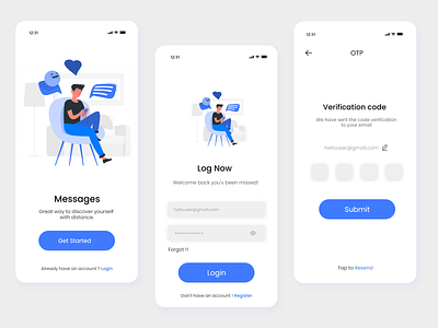 Messanges Mobile Application - UX/UI Design 3d animation graphic design login logo messages messages app messages login messenger motion graphics new messages app new ui design otp otp verification ui ui xd