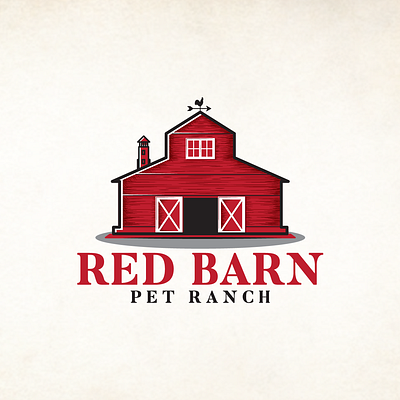 Red Barn Pet Ranch Logo Design barn brand identity branding farm house house identity illustration logo red red barn vintage