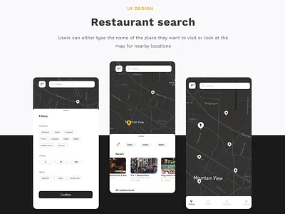 Food ordering app- "restaurant search screens"