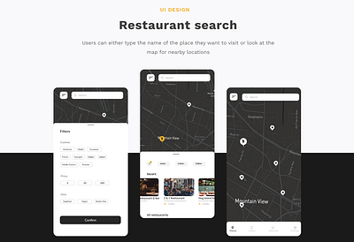 Food ordering app- "restaurant search screens"