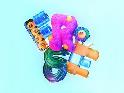 FREE 3d after effects branding cinema 4d colour design glass illustration logo texture type typography