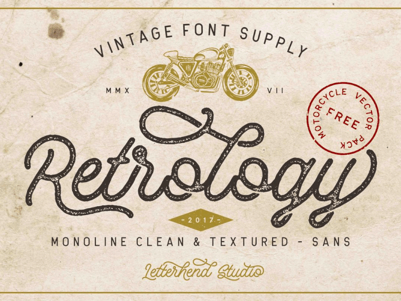 Retrology - a retro monoline script font duo freebies