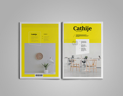 Cathije | Business Magazine Template branding brochure business clean creative design editable editorial element indesign layout magazine marketing minimalist modern print simple template vector yellow