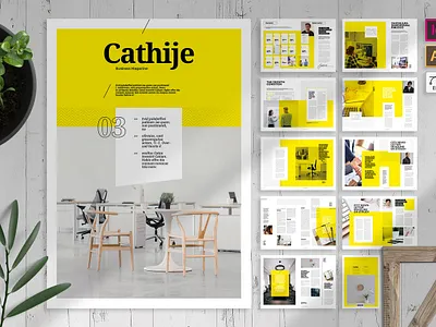 Cathije | Business Magazine Template brochure business cheap clean creative design editable editorial element indesign layout magazine marketing minimalist modern print simple template vector yellow