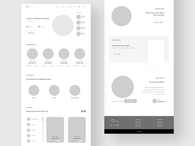 Restaurant Website Wireframe for Landing Page adobe xd low fidelity restaurant ui restaurant website ui web design wireframe xd