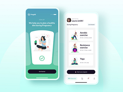 Pregnancy Fitness App 3d baby branding diet dribbblers exercise fitness graphic graphic design health mobile mobile app pregnancy pregnancy app pregnent ui ux vector workout yoga