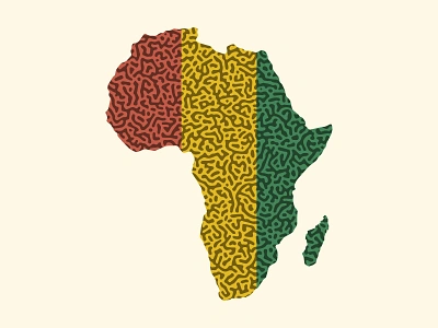 Africa Map Turing Pattern (Rasta Colours) africa african colors colours generative art jamaica map morphogenesis nature organic pattern design patterns rasta rastafari rastafarian reaction diffusion red gold green reggae stripes turing pattern